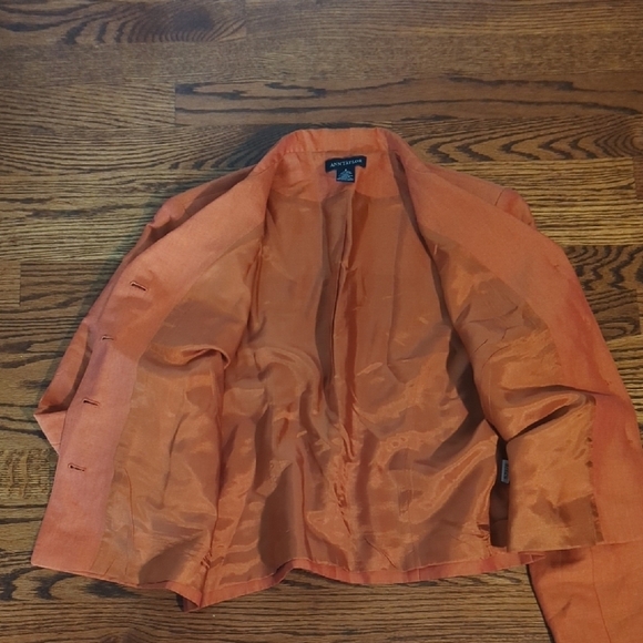 Ann Taylor Orange Blazer Linen Blend Tailored Fit Career Cropped Length Sz 8 - Picture 5 of 8